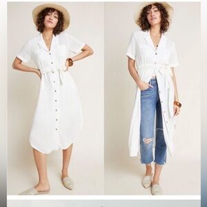 Maeve by Anthropologie white button front midi dress